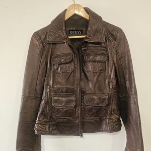 Guess by Marciano Women's Rich Brown Leather Jacket